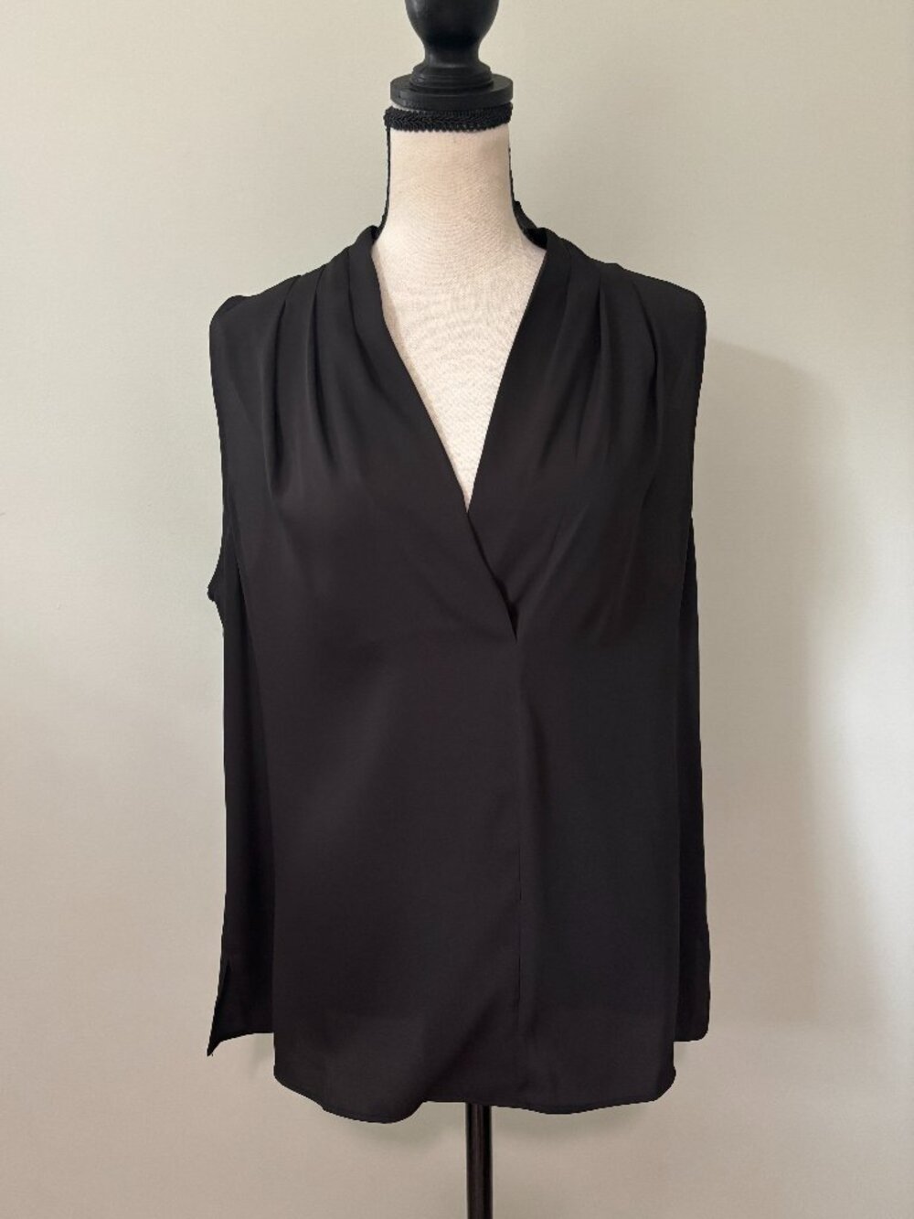 White House Black Market Black Wrap Blouse Large Like New